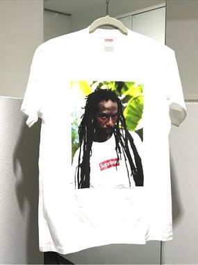 Supreme White Graphic Tee with Red Logo